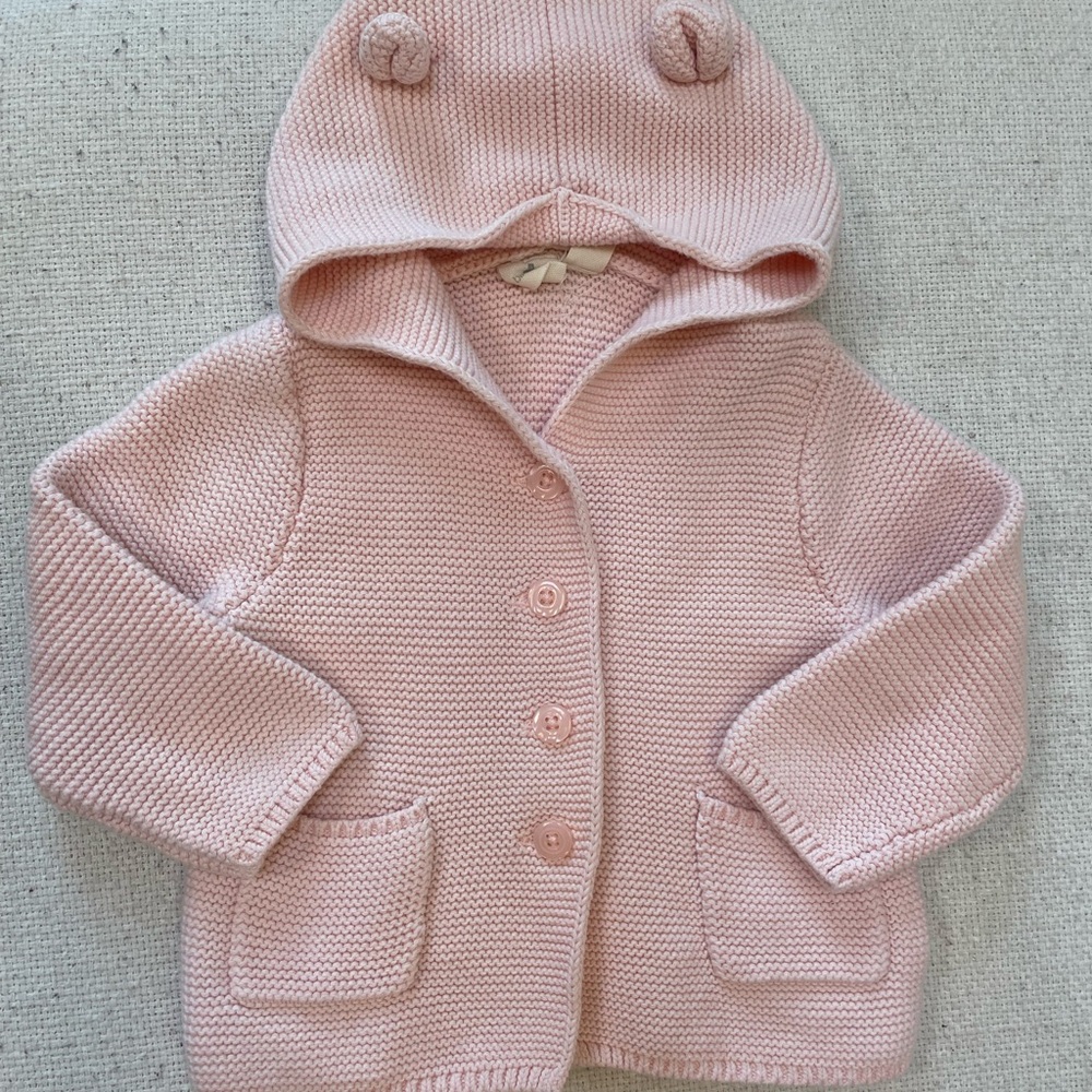 GAP - *LIKE NEW* Baby Knit Hoodie Cardigan in Light Pink 12-18M